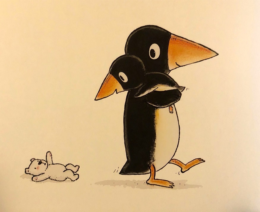I due pinguini si abbracciano